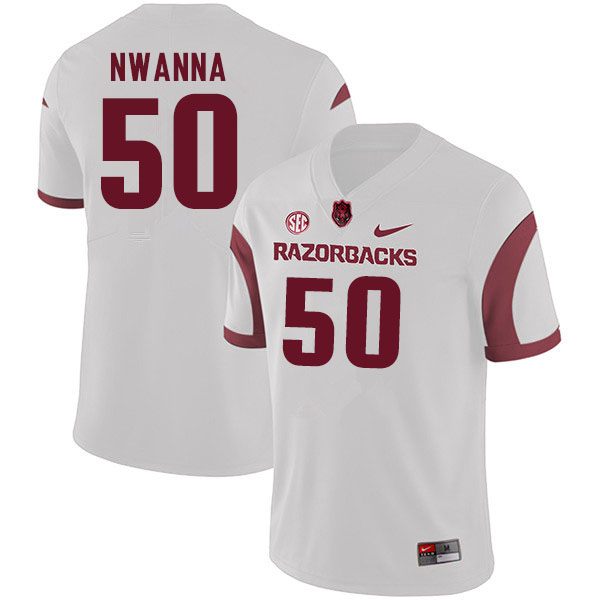 Men #50 Chibueze Nwanna Arkansas Razorbacks College Football Jerseys Sale-White